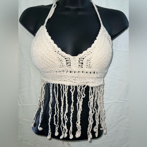 SHEIN Sandy-Colored, Tie-On Crochet Halter top - Picture 1 of 2